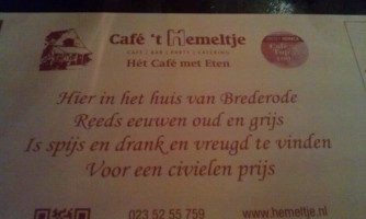 Cafe T Hemeltje menu