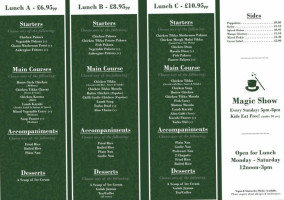 Green Gates menu