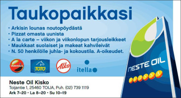 Neste Oil -huoltoasema menu