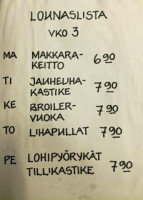 Grillikahvio Jaana menu