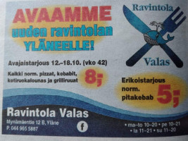 Ravintola Valas menu