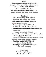 The Shamrock Inn menu