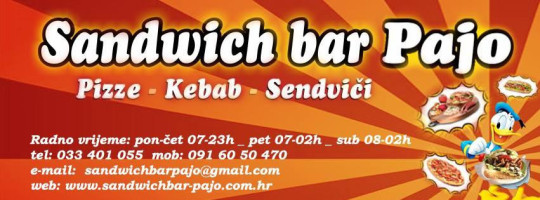 Sandwich Pajo' menu