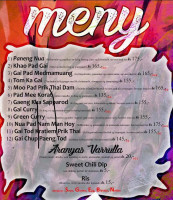 Aranyas Take Away menu