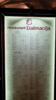 Dalmacija menu