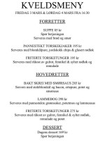 Lundetangen Pub menu