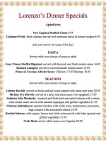 Two Two One Dining Rooms menu