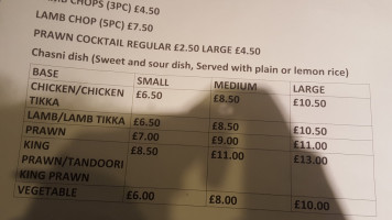 Nishan Tandoori menu