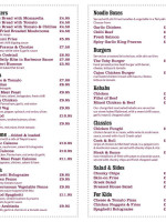 The Toby Inn menu