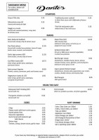 Dante's menu