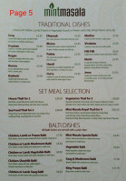 Mint Masala menu