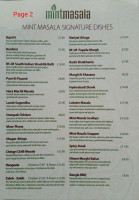 Mint Masala menu