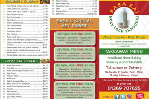 Baba Raj Holy Loch Tandoori menu