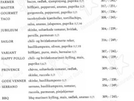 Pizzastua menu