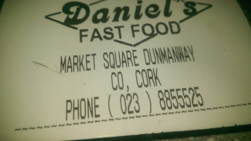 Daniel's Fast Food Pizzeria menu