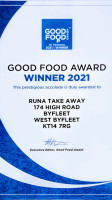 Runa Take Away menu