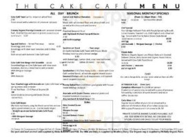 The Cake Cafe menu