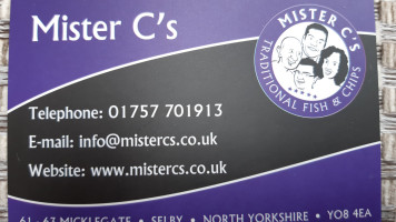 Mister C's menu