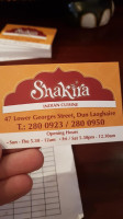 Shakira Indian Cuisine menu